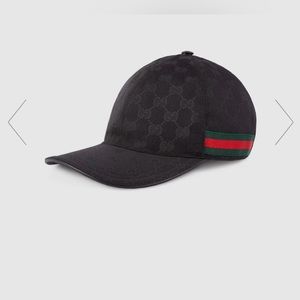 Gucci Men’s Original GG Canvas Baseball Hat With Web in Black ✔️🖤